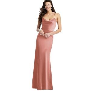 New Dessy Collection Cowl Neck Charmeuse Gown